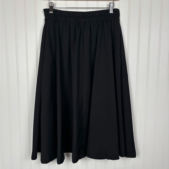 Belle Poque Black A-Line Midi Skirt Womens Size Medium Button Detail Side Zipper - Picture 4 of 9